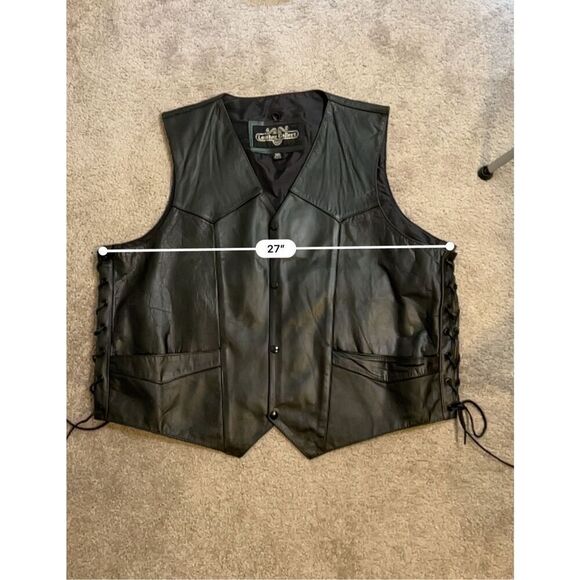 Men’s Motorcycle Leather Vest Painted/Lace Sides size 56 3X - Picture 12 of 12